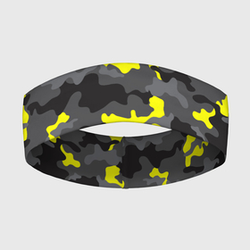 Повязка на голову 3D с принтом Камуфляж Жёлто Чёрный в Тюмени,  |  | black | camo | camouflage | gray | камуфляж | серый | чёрный