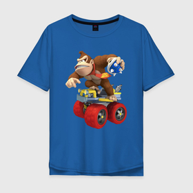 Мужская футболка хлопок Oversize с принтом Donkey Kong   Super Mario   Nintendo , 100% хлопок | свободный крой, круглый ворот, “спинка” длиннее передней части | car | donkey kong | jaw | nintendo | super mario | teeth | video game | автомобиль | видеоигра | обезьяна | супер марио