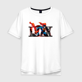 Мужская футболка хлопок Oversize с принтом IXXX. в Екатеринбурге, 100% хлопок | свободный крой, круглый ворот, “спинка” длиннее передней части | dc | герой | кларк кент | комиксы | персонаж | плащ | супермен