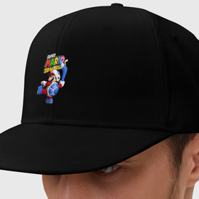 Кепка снепбек с прямым козырьком с принтом Super Mario 3D World   Boomerang , хлопок 100% |  | boomerang | dude | eyes | moustache | super mario | video game | бумеранг | видеоигра | глаза | супер марио | усы | чувак
