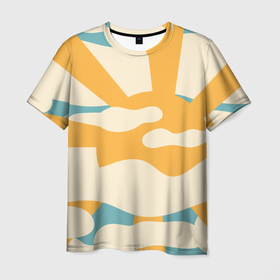 Мужская футболка 3D с принтом Ретро принт, солнце в облаках в Тюмени, 100% полиэфир | прямой крой, круглый вырез горловины, длина до линии бедер | в облаках | винтаж | голубое | небо | облака | пейзаж | ретро | солнце
