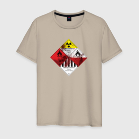 Мужская футболка хлопок с принтом Олдскул Наклейки в Екатеринбурге, 100% хлопок | прямой крой, круглый вырез горловины, длина до линии бедер, слегка спущенное плечо. | danger | брызги | груз | знак | кислота | кровь | наклейки | опасно | радиация