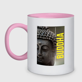 Кружка двухцветная с принтом Спокойное размышление Будды в Курске, керамика | объем — 330 мл, диаметр — 80 мм. Цветная ручка и кайма сверху, в некоторых цветах — вся внутренняя часть | 