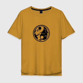 Мужская футболка хлопок Oversize с принтом шуты инь янь в Тюмени, 100% хлопок | свободный крой, круглый ворот, “спинка” длиннее передней части | Тематика изображения на принте: инь янь | клоуны | театр | шуты