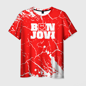 Мужская футболка 3D с принтом bon jovi Трещины , 100% полиэфир | прямой крой, круглый вырез горловины, длина до линии бедер | bon | bon jovi | bon jovi remastered | island | jovi | rock