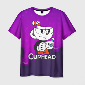 Мужская футболка 3D с принтом Недовольная чашечка cuphead , 100% полиэфир | прямой крой, круглый вырез горловины, длина до линии бедер | cuphead | cupheadshow | игра чашки | капхед | капхэд | нетфликс | чашечки | чашка | чашки | шоу | шоу чашечка