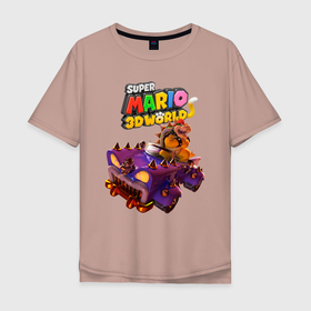Мужская футболка хлопок Oversize с принтом Точило Боузера   Super Mario 3D World , 100% хлопок | свободный крой, круглый ворот, “спинка” длиннее передней части | bowser | bracelet | car | hero | jaw | super mario | video game | автомобиль | боузер | браслет | видеоигра | герой | пасть | супер марио