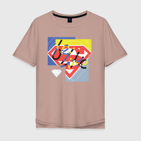 Мужская футболка хлопок Oversize с принтом be like в Белгороде, 100% хлопок | свободный крой, круглый ворот, “спинка” длиннее передней части | dc | алмаз | буква | герой | знак | кларк кент | логотип | надпись | супермен