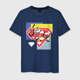Мужская футболка хлопок с принтом be like в Новосибирске, 100% хлопок | прямой крой, круглый вырез горловины, длина до линии бедер, слегка спущенное плечо. | dc | алмаз | буква | герой | знак | кларк кент | логотип | надпись | супермен