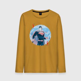 Мужской лонгслив хлопок с принтом Фигура Супермена в Санкт-Петербурге, 100% хлопок |  | dc | герой | кларк кент | комиксы | круг | персонаж | супермен | фигура
