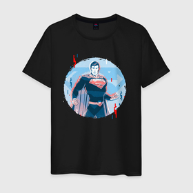Мужская футболка хлопок с принтом Фигура Супермена , 100% хлопок | прямой крой, круглый вырез горловины, длина до линии бедер, слегка спущенное плечо. | dc | герой | кларк кент | комиксы | круг | персонаж | супермен | фигура