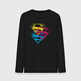 Мужской лонгслив хлопок с принтом Лого Супермена в Тюмени, 100% хлопок |  | dc | буква | знак | кларк кент | комиксы | логотип | супермен