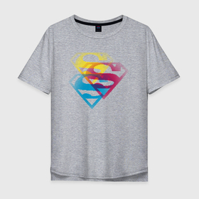Мужская футболка хлопок Oversize с принтом Лого Супермена в Кировске, 100% хлопок | свободный крой, круглый ворот, “спинка” длиннее передней части | dc | буква | знак | кларк кент | комиксы | логотип | супермен