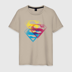 Мужская футболка хлопок с принтом Лого Супермена в Курске, 100% хлопок | прямой крой, круглый вырез горловины, длина до линии бедер, слегка спущенное плечо. | dc | буква | знак | кларк кент | комиксы | логотип | супермен