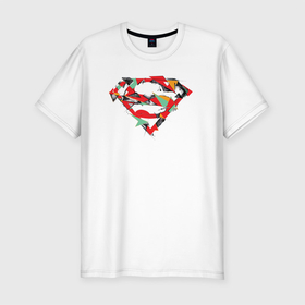 Мужская футболка хлопок Slim с принтом Logo Superman в Екатеринбурге, 92% хлопок, 8% лайкра | приталенный силуэт, круглый вырез ворота, длина до линии бедра, короткий рукав | Тематика изображения на принте: dc | буква | герой | знак | кларк кент | комиксы | логотип | персонаж | супермен