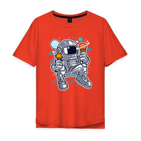 Мужская футболка хлопок Oversize с принтом Астронавт ест мороженое из планеты в Петрозаводске, 100% хлопок | свободный крой, круглый ворот, “спинка” длиннее передней части | Тематика изображения на принте: nasa | аполлон | астронавт | джемини | космический | космическое агентство | космическое пространство | космонавт | космос | макрокосмос | меркурий | наса | скайлэб | созвездие | союз | шаттл