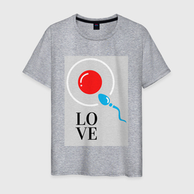 Мужская футболка хлопок с принтом Активный сперматозоид в Екатеринбурге, 100% хлопок | прямой крой, круглый вырез горловины, длина до линии бедер, слегка спущенное плечо. | биология | девушкам | знакомства | любовь | отношения | парням | пикап | прикол | сперматозоид | шутка | юмор