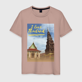 Мужская футболка хлопок с принтом Таиланд: буддистская ступа в Лампхуне в Санкт-Петербурге, 100% хлопок | прямой крой, круглый вырез горловины, длина до линии бедер, слегка спущенное плечо. | i love | thailand | архитеркура | буддизм | курорт | лампхун | ланна | монастырь | отдых | отпуск | памятник | северный таиланд | страна ланна | ступа | таиланд | храм | я люблю