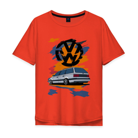 Мужская футболка хлопок Oversize с принтом VW Passat B3 Variant в Санкт-Петербурге, 100% хлопок | свободный крой, круглый ворот, “спинка” длиннее передней части | volkswagen | vw | авто | пассат б3 | фольксваген | фольксваген пассат | фольксваген пассат б3