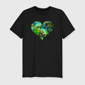 Мужская футболка хлопок Slim с принтом Сердце под сапогами в Новосибирске, 92% хлопок, 8% лайкра | приталенный силуэт, круглый вырез ворота, длина до линии бедра, короткий рукав | camouflage | брызги | зеленый | камок | камуфляж | камуфляжный | краска | маскировка | милитари | раскраска | расцветка | сапог | сердце | след