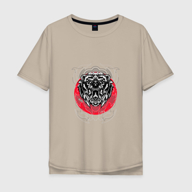 Мужская футболка хлопок Oversize с принтом МЕДВЕДЬ СИЛА в Санкт-Петербурге, 100% хлопок | свободный крой, круглый ворот, “спинка” длиннее передней части | animal | bear | beast | predator | животное | зверь | медведь | хищник