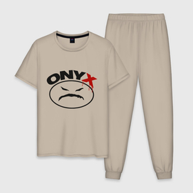 Мужская пижама хлопок с принтом Оnyx в Петрозаводске, 100% хлопок | брюки и футболка прямого кроя, без карманов, на брюках мягкая резинка на поясе и по низу штанин
 | angry | bad | onyx | smile | злой | оникс | смайл