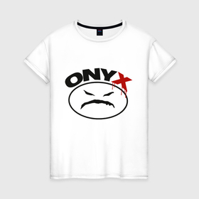Женская футболка хлопок с принтом Оnyx в Новосибирске, 100% хлопок | прямой крой, круглый вырез горловины, длина до линии бедер, слегка спущенное плечо | Тематика изображения на принте: angry | bad | onyx | smile | злой | оникс | смайл