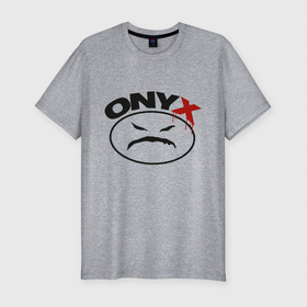 Мужская футболка хлопок Slim с принтом Оnyx в Тюмени, 92% хлопок, 8% лайкра | приталенный силуэт, круглый вырез ворота, длина до линии бедра, короткий рукав | angry | bad | onyx | smile | злой | оникс | смайл