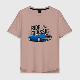 Мужская футболка хлопок Oversize с принтом Ride  the classic в Белгороде, 100% хлопок | свободный крой, круглый ворот, “спинка” длиннее передней части | гонки | классика | ретро | ретро автомобиль | ретро машина | старая машина
