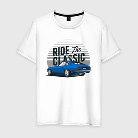 Мужская футболка хлопок с принтом Ride  the classic в Белгороде, 100% хлопок | прямой крой, круглый вырез горловины, длина до линии бедер, слегка спущенное плечо. | гонки | классика | ретро | ретро автомобиль | ретро машина | старая машина
