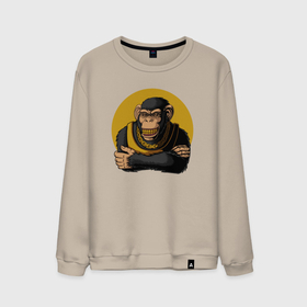Мужской свитшот хлопок с принтом Обезьяна с золотой цепью в Белгороде, 100% хлопок |  | monkey | золотая цепь | золото | обезьяна | обезьянка | цепочка