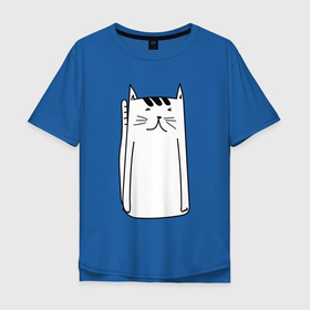 Мужская футболка хлопок Oversize с принтом белый  длинный  кот в Екатеринбурге, 100% хлопок | свободный крой, круглый ворот, “спинка” длиннее передней части | белая кошка | белый кот | длинный кот | котенок | котик