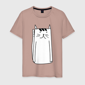 Мужская футболка хлопок с принтом белый  длинный  кот в Петрозаводске, 100% хлопок | прямой крой, круглый вырез горловины, длина до линии бедер, слегка спущенное плечо. | белая кошка | белый кот | длинный кот | котенок | котик
