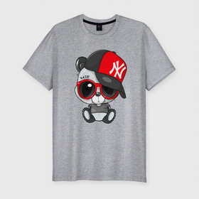 Мужская футболка хлопок Slim с принтом Cool Panda   Панда в Санкт-Петербурге, 92% хлопок, 8% лайкра | приталенный силуэт, круглый вырез ворота, длина до линии бедра, короткий рукав | china | hate | panda | tattoo | иероглиф | китай | медведь | мишка | панда | тату