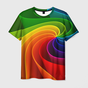 Мужская футболка 3D с принтом Спираль   Модный узор 2023   Неон в Белгороде, 100% полиэфир | прямой крой, круглый вырез горловины, длина до линии бедер | color | fashion | neon | spiral | мода | неон | спираль | цвет