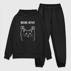 Мужской костюм хлопок OVERSIZE с принтом Bon Jovi Рок кот в Санкт-Петербурге,  |  | bon | bon jovi | jovi | rock | бон | бон джови | глэм | группа | джови | джон | метал | рок | рок кот | роккот | хард