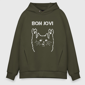 Мужское худи Oversize хлопок с принтом Bon Jovi Рок кот в Санкт-Петербурге, френч-терри — 70% хлопок, 30% полиэстер. Мягкий теплый начес внутри —100% хлопок | боковые карманы, эластичные манжеты и нижняя кромка, капюшон на магнитной кнопке | bon | bon jovi | jovi | rock | бон | бон джови | глэм | группа | джови | джон | метал | рок | рок кот | роккот | хард