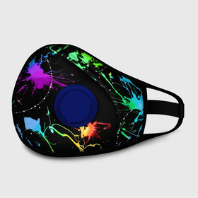 Маска из неопрена с принтом Neon vanguard fashion pattern в Ханты-Майнсийске, неопрен 100% | Форма огибающая нос. Резинки для ушей с дополнительной резинкой на затылке. Клапан для выдоха для активного дыхания при занятиях спортом. Эластичный материал маски и окантовки для лучшего растяжения и прилегания маски.  | abstraction | color | fashion | pattern | vanguard | абстракция | авангард | мода | узор | цвет
