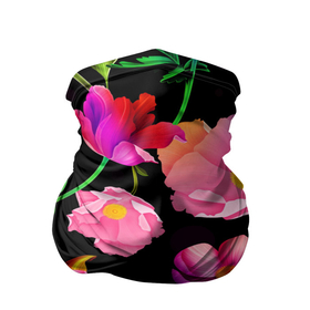 Бандана-труба 3D с принтом Цветочный узор   Floral pattern в Кировске, 100% полиэстер, ткань с особыми свойствами — Activecool | плотность 150‒180 г/м2; хорошо тянется, но сохраняет форму | fashion | flower | leaf | pattern | лист | мода | узор | цветы