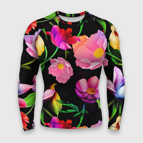 Мужской рашгард 3D с принтом Цветочный узор  Floral pattern в Петрозаводске,  |  | fashion | flower | leaf | pattern | лист | мода | узор | цветы