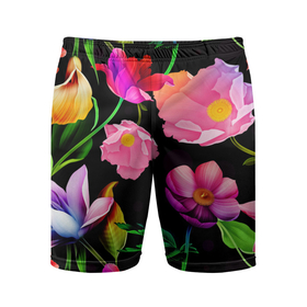 Мужские шорты спортивные с принтом Цветочный узор   Floral pattern в Кировске,  |  | fashion | flower | leaf | pattern | лист | мода | узор | цветы