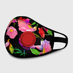 Маска из неопрена с принтом Цветочный узор   Floral pattern в Смоленске, неопрен 100% | Форма огибающая нос. Резинки для ушей с дополнительной резинкой на затылке. Клапан для выдоха для активного дыхания при занятиях спортом. Эластичный материал маски и окантовки для лучшего растяжения и прилегания маски.  | fashion | flower | leaf | pattern | лист | мода | узор | цветы