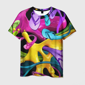 Мужская футболка 3D с принтом Пляжный паттерн   Summer , 100% полиэфир | прямой крой, круглый вырез горловины, длина до линии бедер | Тематика изображения на принте: beach | color | pattern | summer | лето | пляж | узор | цвет