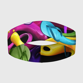 Повязка на голову 3D с принтом Пляжный паттерн  Summer ,  |  | beach | color | pattern | summer | лето | пляж | узор | цвет