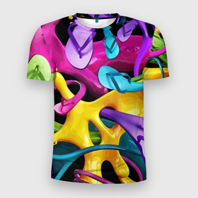 Мужская футболка 3D Slim с принтом Пляжный паттерн   Summer в Белгороде, 100% полиэстер с улучшенными характеристиками | приталенный силуэт, круглая горловина, широкие плечи, сужается к линии бедра | beach | color | pattern | summer | лето | пляж | узор | цвет