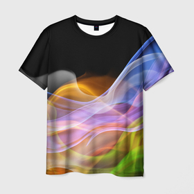 Мужская футболка 3D с принтом Цветной дым   Color pattern , 100% полиэфир | прямой крой, круглый вырез горловины, длина до линии бедер | color | fashion | pattern | smoke | дым | мода | узор | цвет