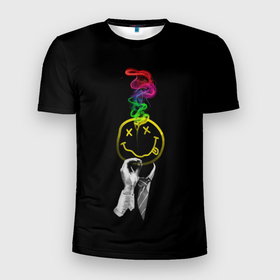 Мужская футболка 3D Slim с принтом NIRVANA цветной дым в Тюмени, 100% полиэстер с улучшенными характеристиками | приталенный силуэт, круглая горловина, широкие плечи, сужается к линии бедра | Тематика изображения на принте: nirvana | альтернативный рок | группа | дым | курт кобейн | лого | логотип | логотип нирвана | музыка | нирвана | песни | рок