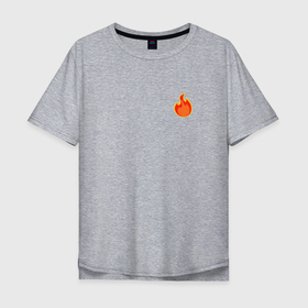 Мужская футболка хлопок Oversize с принтом огонек, значек в Петрозаводске, 100% хлопок | свободный крой, круглый ворот, “спинка” длиннее передней части | значек | клипарт | красный | огонь | пламя | силлуэт | символ