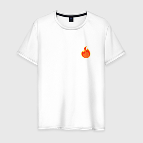 Мужская футболка хлопок с принтом огонек, значек в Курске, 100% хлопок | прямой крой, круглый вырез горловины, длина до линии бедер, слегка спущенное плечо. | значек | клипарт | красный | огонь | пламя | силлуэт | символ
