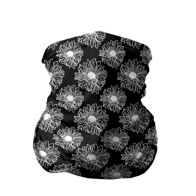Бандана-труба 3D с принтом Подсолнухи, паттерн в Петрозаводске, 100% полиэстер, ткань с особыми свойствами — Activecool | плотность 150‒180 г/м2; хорошо тянется, но сохраняет форму | лайнарт | паттерн | подсолнухи | растения | скетч | цветочный | цветы | черно белый